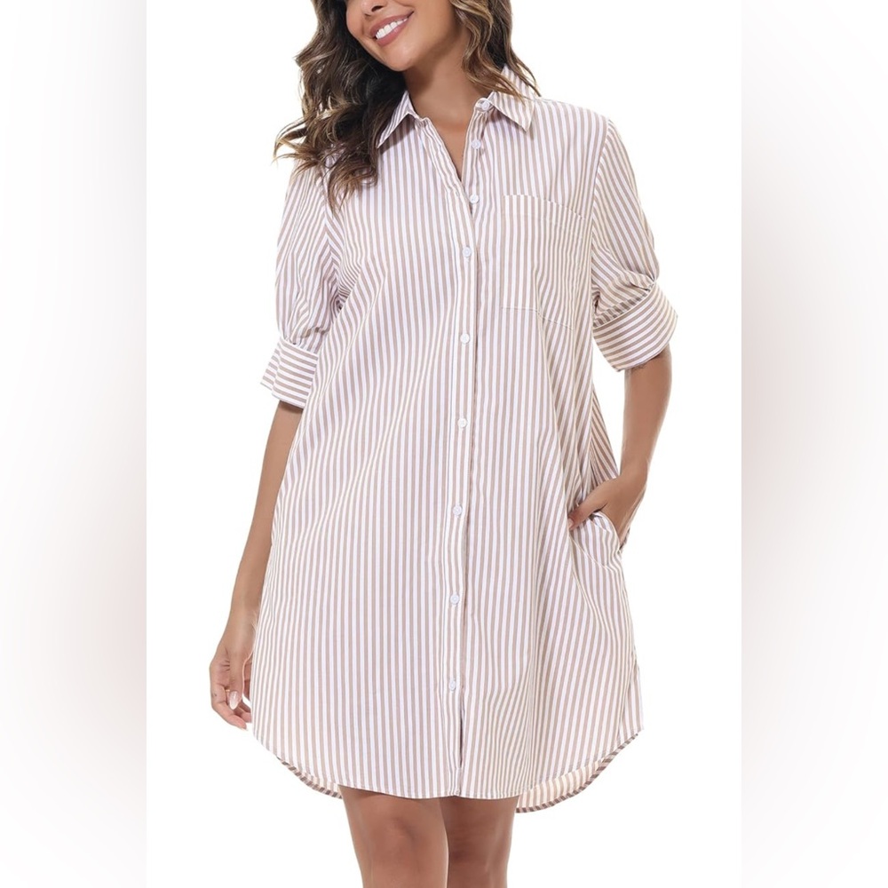 Striped Button-Down Mini Dress - image 4